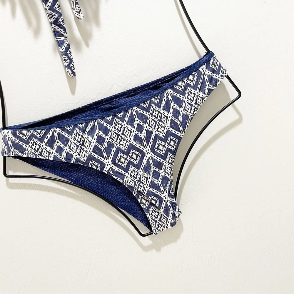 TO THE 9’S Big Girls Swim Bikini Blue Reversible